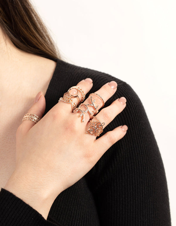 Rose Gold Ornate Lead Ring 8 Pack