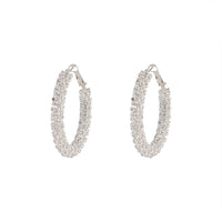 Crystal Encrusted Chunky Silver Hoop Earrings - link has visual effect only