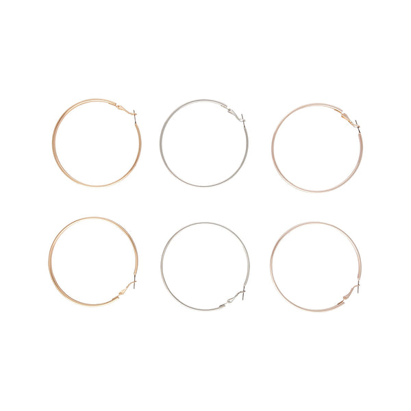 Mixed Metal Shiny Large Hoop Earring Pack