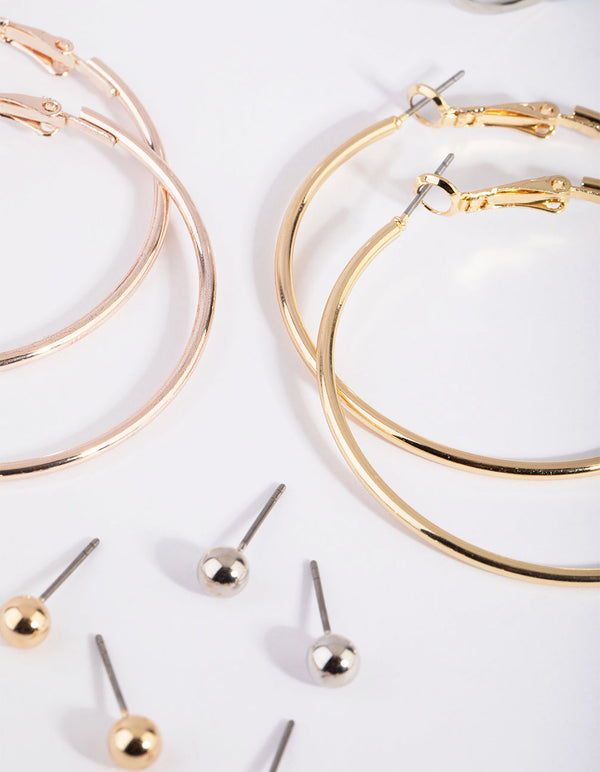 Mixed Metal Stud and Hoop Earring Pack