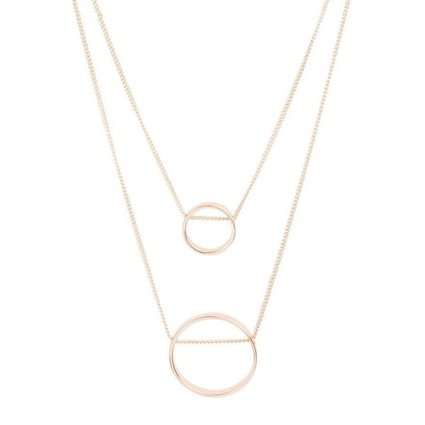 Gold Double Threaded Circle Necklace