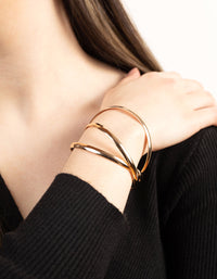 Gold Trio Linked Bangle - link has visual effect only
