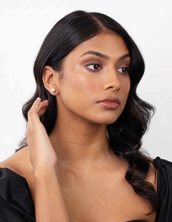 Sterling Silver Diamante And Pearl Stud Pack