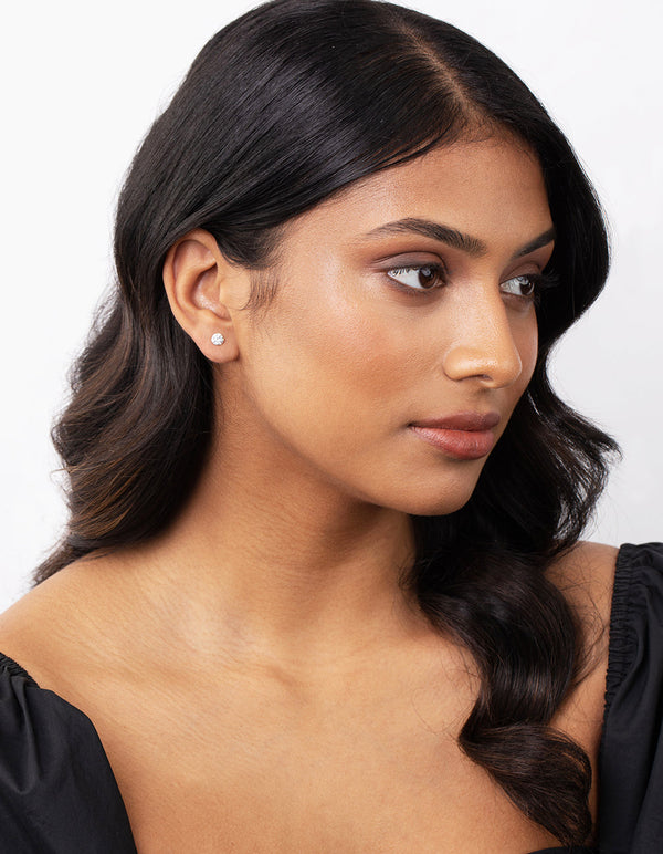 Sterling Silver Sleeper Diamante Stud 2 Pack