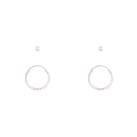 Sterling Silver Diamond Cut Hoop Stud Earrings Duo - link has visual effect only