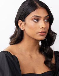 Sterling Silver Diamond Cut Hoop Stud Earrings Duo - link has visual effect only