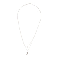 Sterling Silver Double Drop Star Moon Pendant Necklace - link has visual effect only