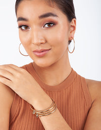 Gold Etched Coin Charm Bangle Pack - link has visual effect only
