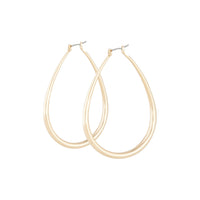 Polished Gold Pipe Tear Hoop Earrings - link has visual effect only