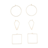 Gold Geometric Fine Hoop Earring 3 Pack - link has visual effect only