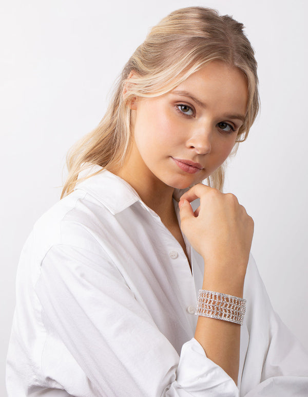 Bransoletka mankietowa ze srebrnym diamentem i strzałką