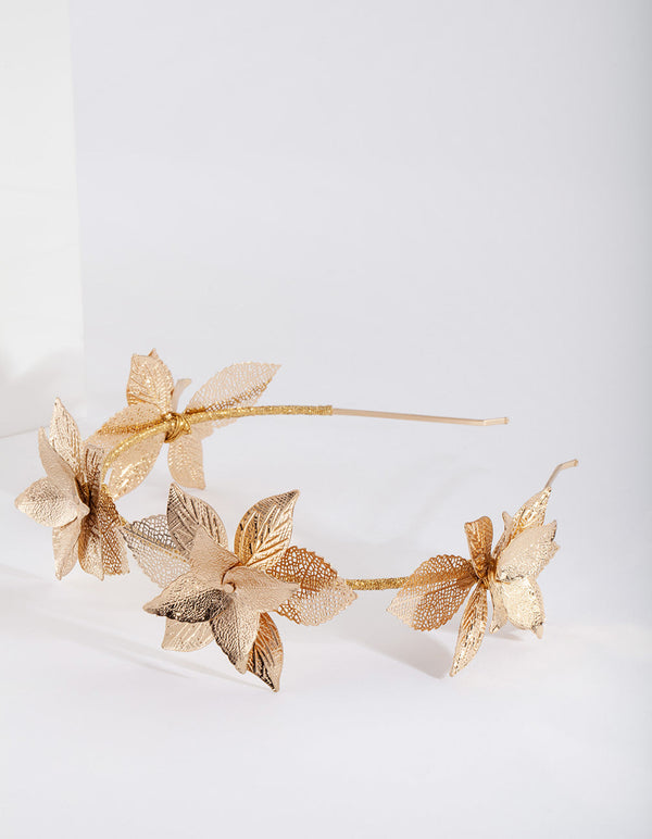 Golden Cluster Leaf Headband
