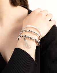 Silver Trio Mesh Tassel Bracelet - link has visual effect only