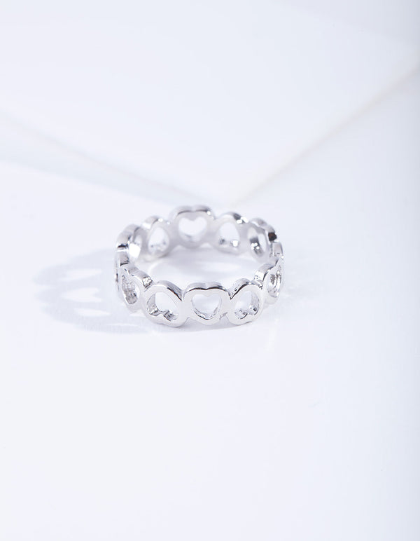Rhodium Multi Heart Ring