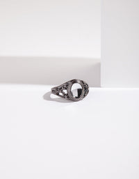 Gunmetal Vintage Stone Ring - link has visual effect only