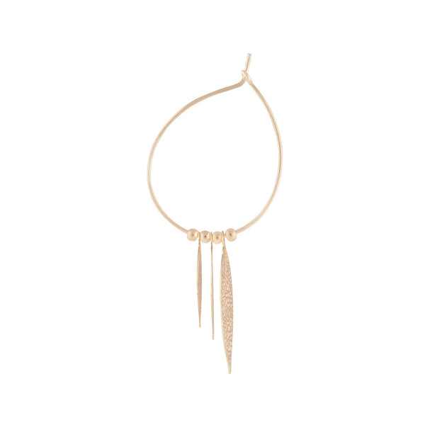 Gold Tone Filigree Leaves On Hoop Earrings