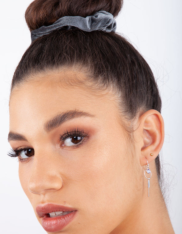 Grey Pink Black Velvet Scrunchie 3 Pack