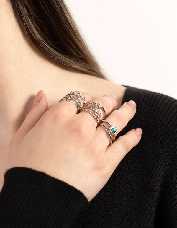 Fine Silver Textured Ring Pack