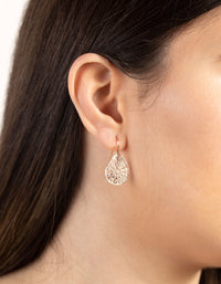 Rose Gold Drop Cut-out Pattern Earrings - link has visual effect only