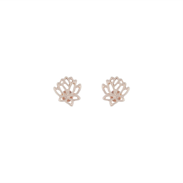 Rose Gold Open Lotus Earrings