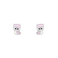 Pink White Owl Stud Earrings - link has visual effect only