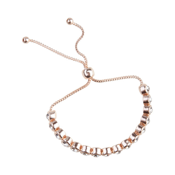 Rose Gold Circular Diamante Toggle Bracelet