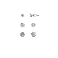 Rhodium Trio Diamante Earring 3 Pack - link has visual effect only