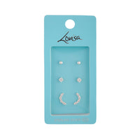 925 Sterling Silver Diamante Stud Earring 3 Pack - link has visual effect only