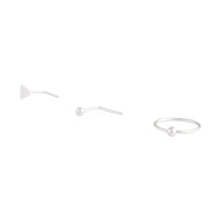Sterling Silver Bead, Triangle And Nose Ring Pack - link has visual effect only