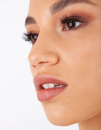 Gold Lip Ear And Nose Fake Hoop Pack - link has visual effect only