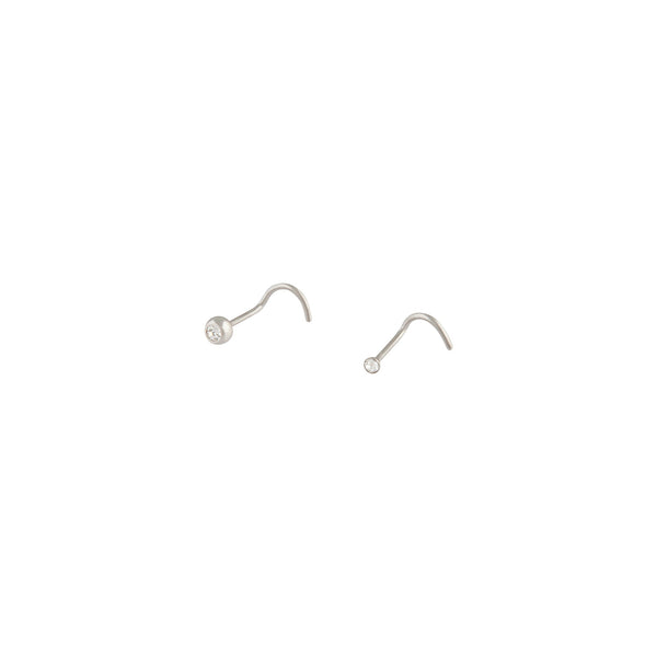 Surgical Steel Rhodium Nose Stud 2 Pack