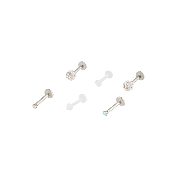 Surgical Steel Silver Pave Flat Back Earring Pack
