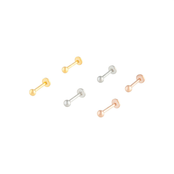 Mixed Metal Flat Back Ball Earring 6 Pack