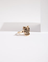 Antique Gold Small Owl Ring - link has visual effect only