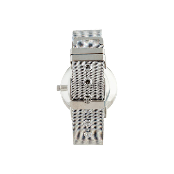 Rhodium Marble Mesh Strap Watch