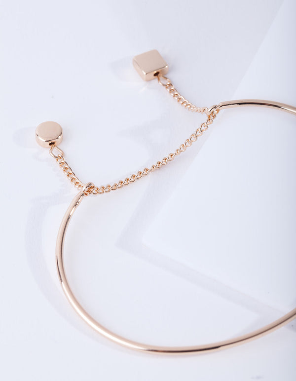 Gold Circle Charm Thread Bangle