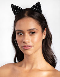 Black Mix Beaded Cat Headband - link has visual effect only