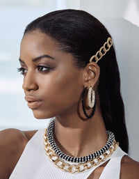 Black Flat Mesh Covered Hoop Earrings - link has visual effect only