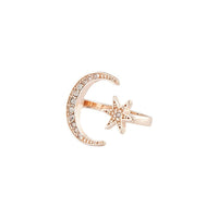 Rose Gold Star Moon Open Band Ring - link has visual effect only