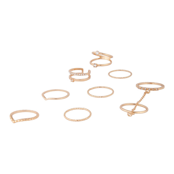 Gold Chain Bling Ring 8 Pack
