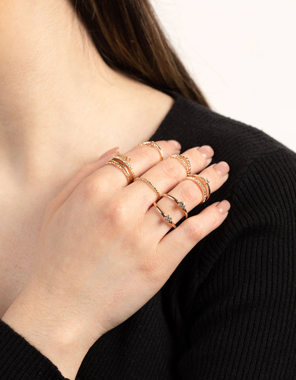 Gold Chain Bling Ring 8 Pack