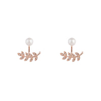 Rose Gold Diamante Pearl Leaf Earrings - link has visual effect only