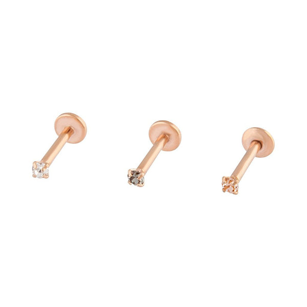 Surgical Steel Rose Gold Classic Flat Back Ear 3 Pack