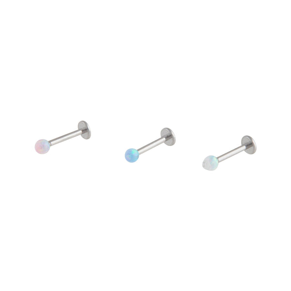Rhodium Synthetic Opal Round Flat Back 3 Pack