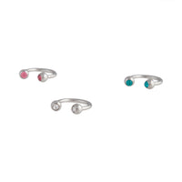 Rhodium Multi Jewel Curved Bar Earring 3 Pack - link has visual effect only