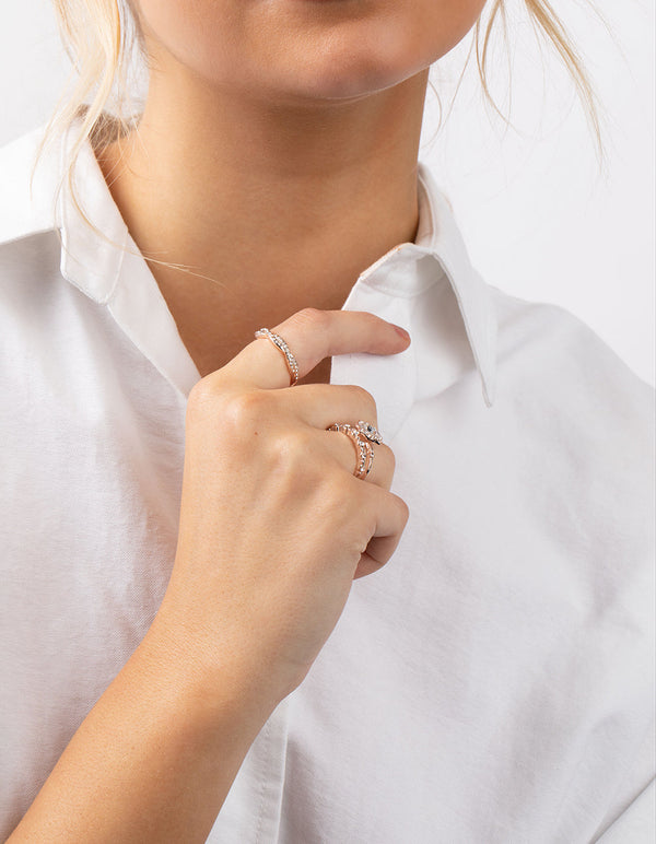 Rose Gold Engagement Stone Ring Stack