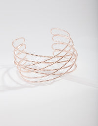 Rose Gold Cross Over Diamond Cut Cuff - link has visual effect only