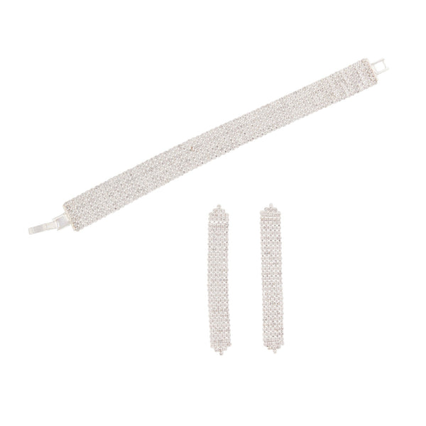 Silver Cup Chain Earrings And Bracelet Set