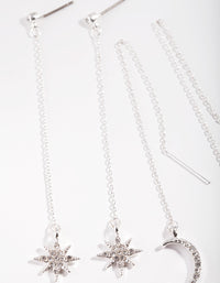 Silver Star Moon Drop Earring 2 Pack - link has visual effect only