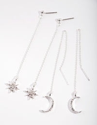 Silver Star Moon Drop Earring 2 Pack - link has visual effect only
